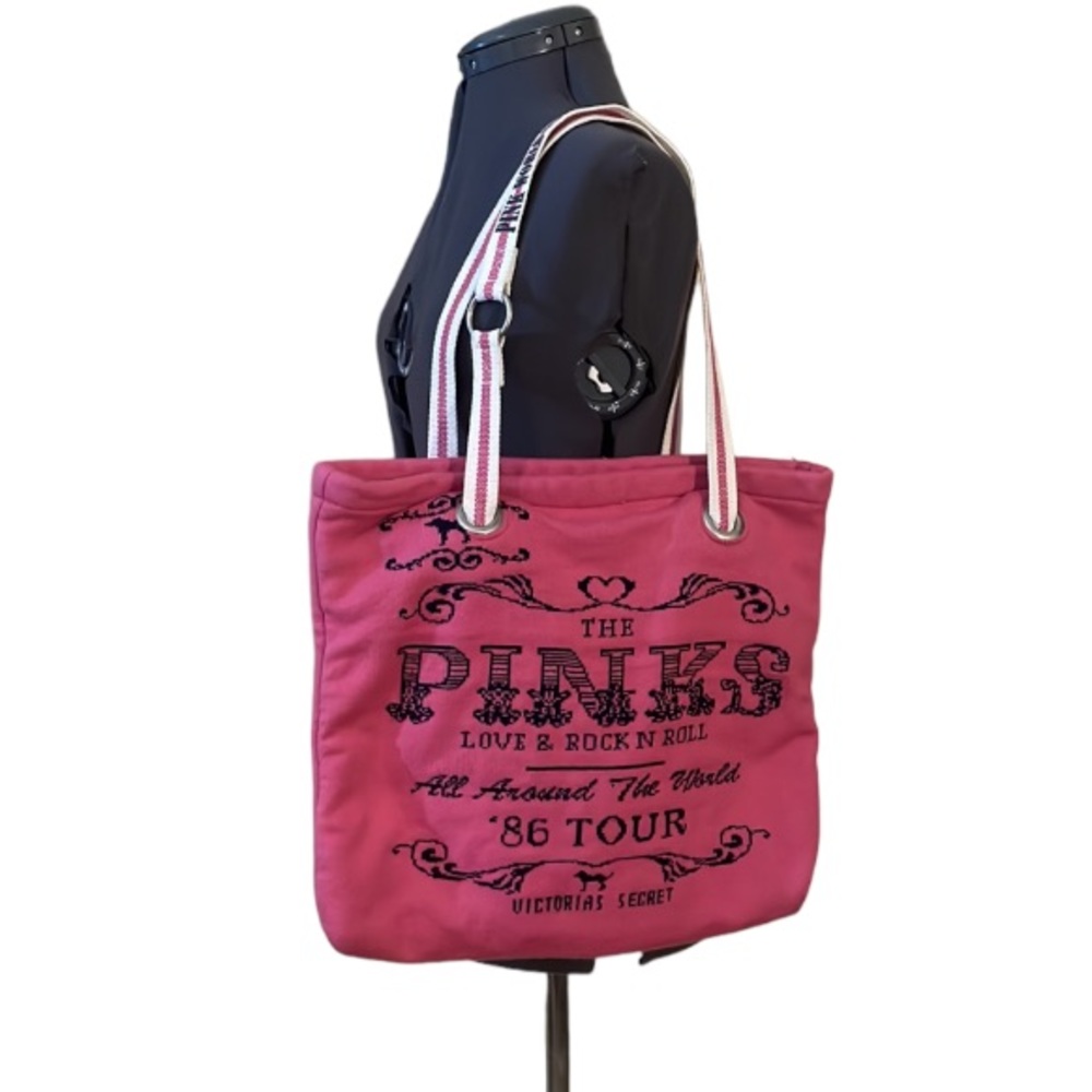 Pink Victoria’s Secret The Pinks Love Rock and Roll 86 Tour Knit Tote Bag